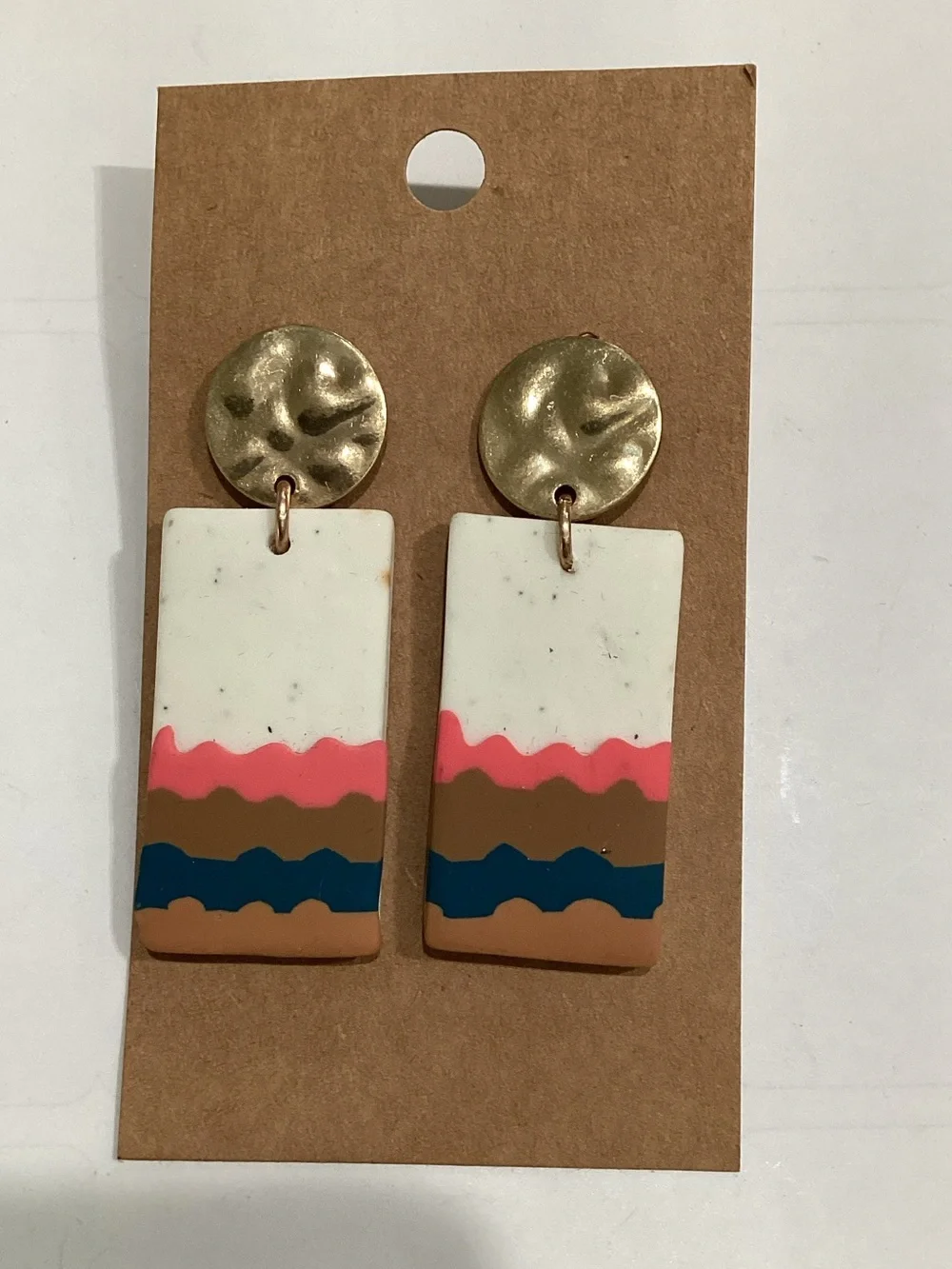 Gold Top Multicolor Layered Rectangle Dangle Earrings
